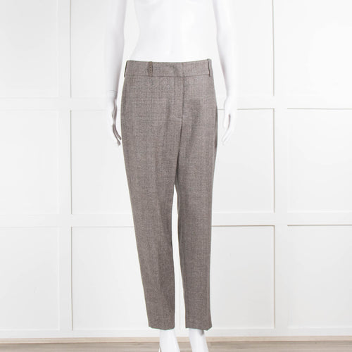 Peserico Grey Beige Wool & Cotton Blend Trousers