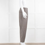 Peserico Grey Beige Wool & Cotton Blend Trousers