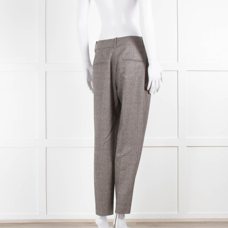 Peserico Grey Beige Wool & Cotton Blend Trousers