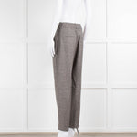 Peserico Grey Beige Wool & Cotton Blend Trousers