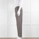 Peserico Grey Beige Wool & Cotton Blend Trousers