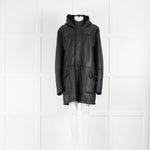 Yves Salomon Merinos Lamb Shearling Lined Leather Long Jacket