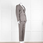 Peserico Grey Beige Wool & Cotton Blend Blazer Jacket