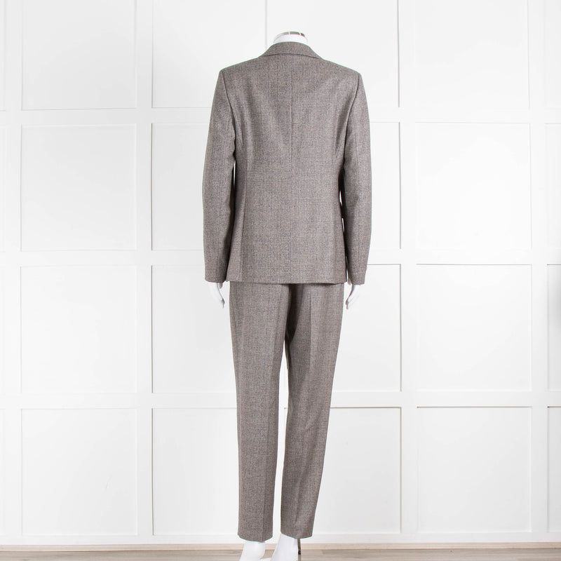 Peserico Grey Beige Wool & Cotton Blend Trousers