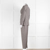 Peserico Grey Beige Wool & Cotton Blend Trousers