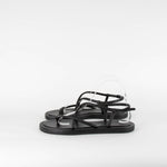 Alexander McQueen Black Leather Flat Sandal