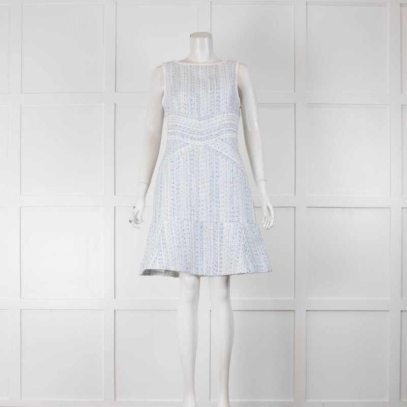 Karl Lagerfeld Blue White Boucle Shift Dress