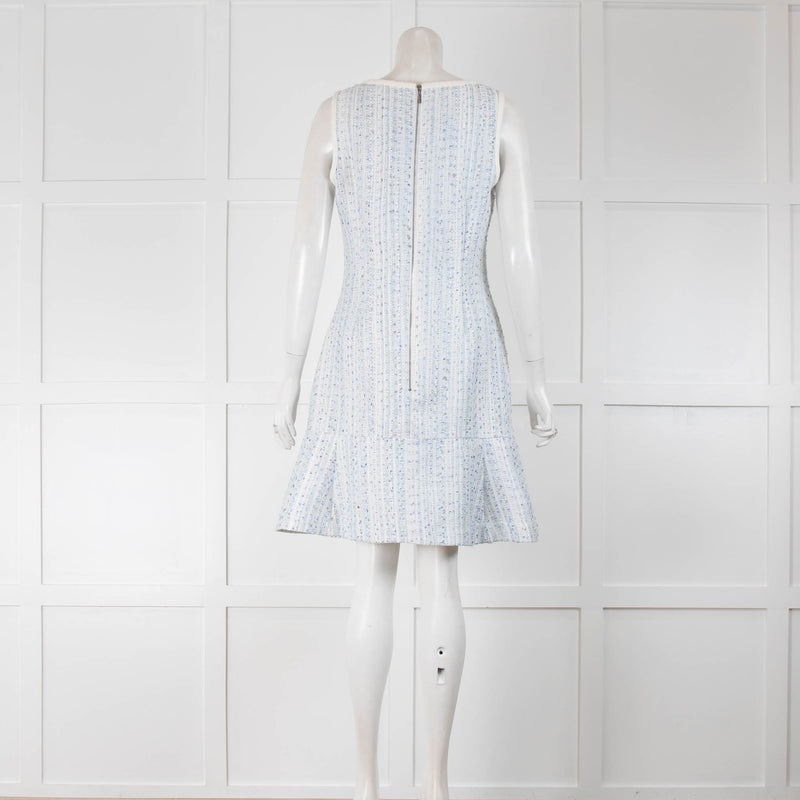 Karl Lagerfeld Blue White Boucle Shift Dress