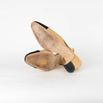 Chanel Beige and Black Block Heel Slingback