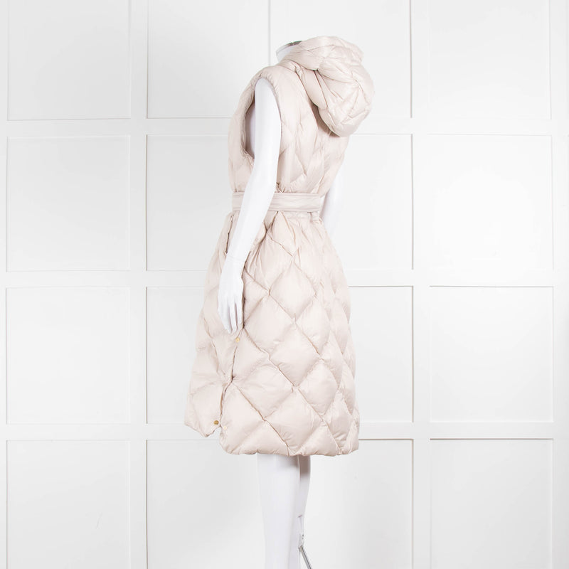 Max Mara The Cube Quilted Long Belted Gilet in Putty