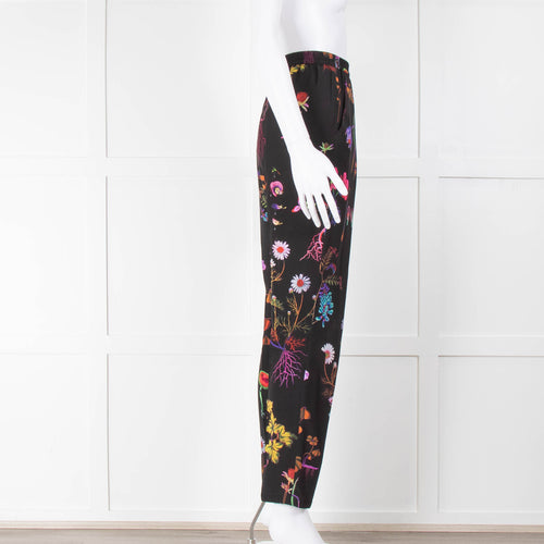 Stella McCartney Black Silk Trousers with Floral Print