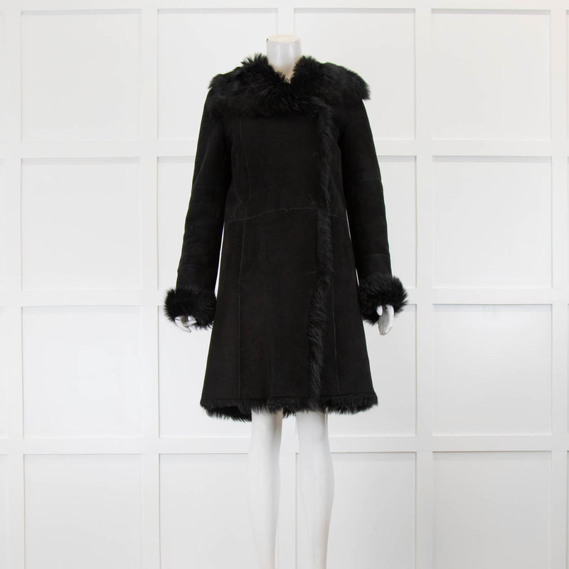 Joseph Black Shearling Coat