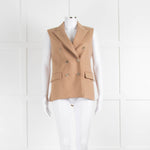 Eleventy Camel Wool Mix Belted Waistcoat