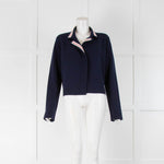 Strenesse Navy Cardigan Red Stripe On Collar