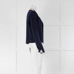 Strenesse Navy Cardigan Red Stripe On Collar