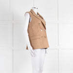 Eleventy Camel Wool Mix Belted Waistcoat