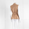 Eleventy Camel Wool Mix Belted Waistcoat