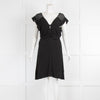 Sandro Black Fluted Mini Dress with V Neck