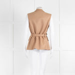 Eleventy Camel Wool Mix Belted Waistcoat