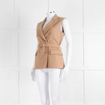 Eleventy Camel Wool Mix Belted Waistcoat