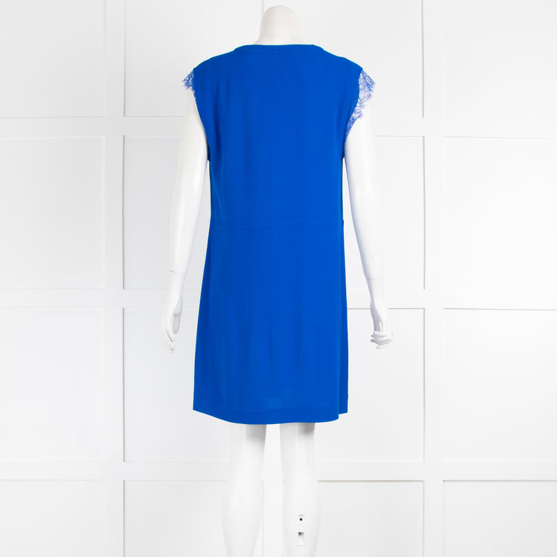 Sandro Blue Lace Insert Sleeveless Dress