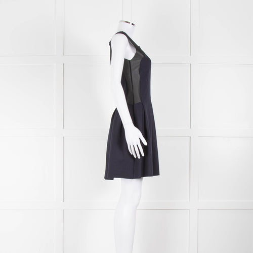 Maje Dark Navy Sleeveless Dress With Mesh Inserts