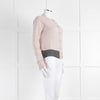 360 Cashmere Beige Cashmere Cardigan With Grey And Camel Rib Hem