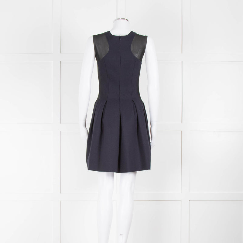 Maje Dark Navy Sleeveless Dress With Mesh Inserts