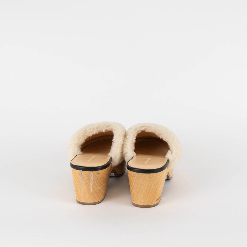 Magda Butrym Black Cream Fur Leather Clogs