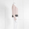 360 Cashmere Beige Cashmere Cardigan With Grey And Camel Rib Hem