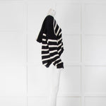 ME + EM Navy Cream Striped Hooded Cropped Sweater