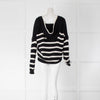 ME + EM Navy Cream Striped Hooded Cropped Sweater