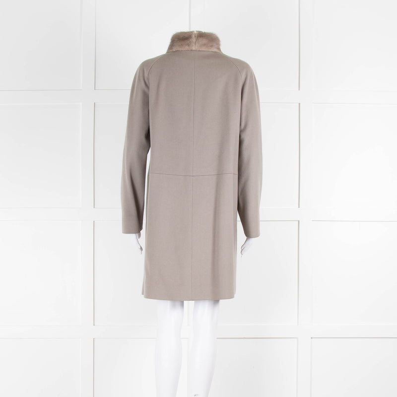 Cinzia Rocca Taupe Wool Mink Collar Coat