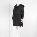 Burberry Black Double Breasted Quilted Coat With Belt