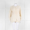 LoveShackFancy Cream Cable Rose Button Cardigan