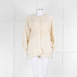 LoveShackFancy Cream Cable Rose Button Cardigan