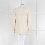 LoveShackFancy Cream Cable Rose Button Cardigan