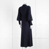 Cefinn Blue Eva Collared Merino Knit Dress With Blouson Sleeve