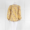 Isabel Marant Yellow Pink Burgundy Print Silk Balloon Sleeve Top