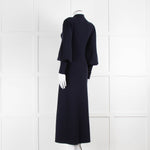 Cefinn Blue Eva Collared Merino Knit Dress With Blouson Sleeve