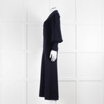 Cefinn Blue Eva Collared Merino Knit Dress With Blouson Sleeve