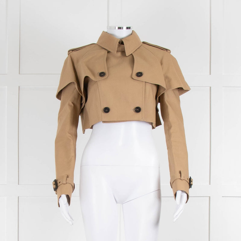 Burberry Prorsum Camel Cropped Trench Jacket