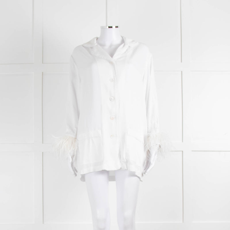 Sleeper Party White Feather Trimmed Pyjama Set