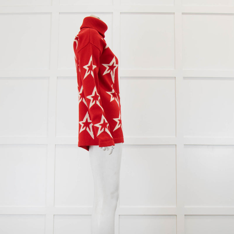 Perfect Moment Red Star Merino Wool Rollneck