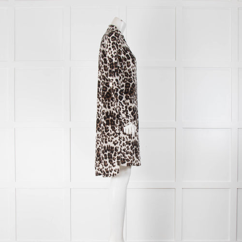 Diane Von Furstenberg White Brown Animal Print Tunic Dress