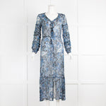 The Kooples Blue Paisley Print Midi Dress with Slip