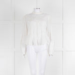 Isabel Marant White Linen L/S Top With Netting Neck