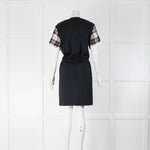 Louis Vuitton White Black Red Silk Short Sleeve Mini Dress