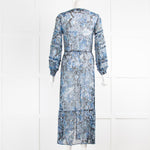 The Kooples Blue Paisley Print Midi Dress with Slip