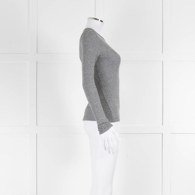 Rag & Bone Grey Thin Knit Rib Long Slv Top